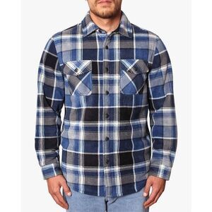 Freedom Foundry Men's Plaid Fleece Jackets Super Plush Sherpa Lined Shacket Size